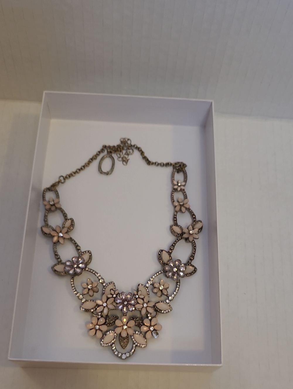Vintage Pink Floral Bib Necklace